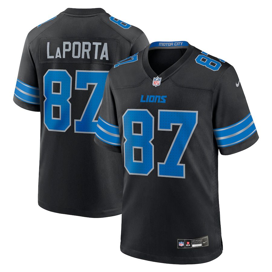 Men Detroit Lions #87 Sam LaPorta Nike Black 2nd Alternate Game NFL Jersey